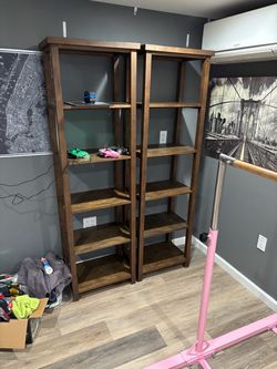Pottery barn wooden book shelves