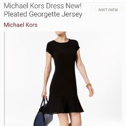 PLEATED GEORGETTE JERSEY MICHAEL KORS BLACK DRES SIZE M