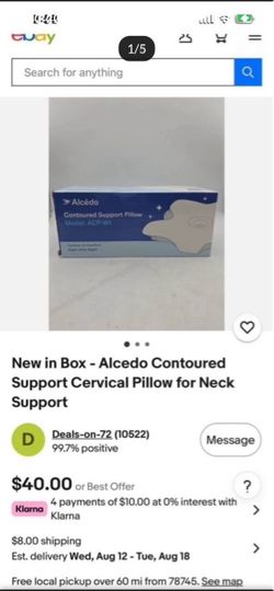 NEW Alcedo Contoured Support Cervical Pillow for Neck ( Vacuumed Sealed )