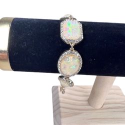 Charming Charlie Gold champagne tone jewels in aurora borealis tones & rhinestone bracelet 