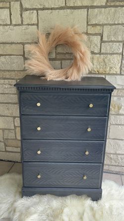 Wooden 4 Drawers Dresser redone in Brushed Gray/Gold