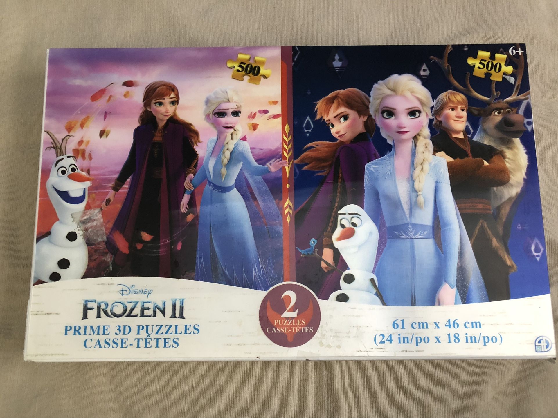 Disney 3D puzzles Frozen II Prime 24in X18in 500 pcs each