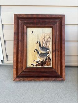 Vintage 3D geese wood frame