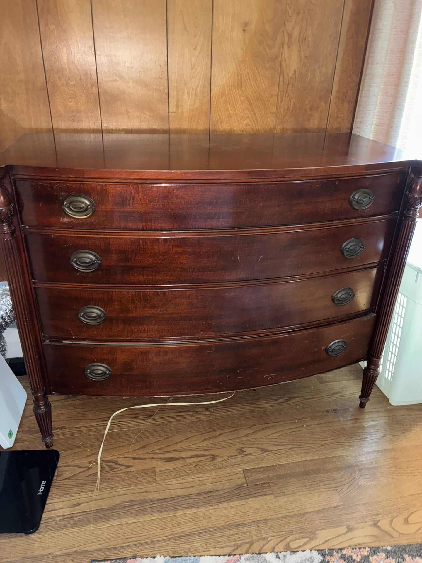 Beautiful Antique Mahogany Four Large Drawer Dresser