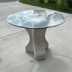 Cantera Table With Glass Top