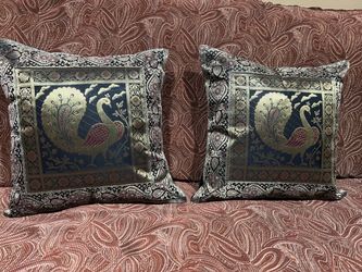 Decorative Brocade Throw Pillows Set of 2