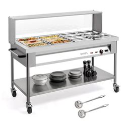 ROVSUN 96 QT 12-Pan Electric Steam Table with Wheels