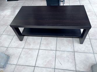 Dark Brown Wood Coffee Table with Bottom Shelf