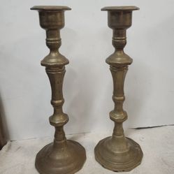 Vintage Set Of Very Tall Brass Candlestick Holders 14”