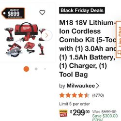 Milwaukee 5 Pc Tools New