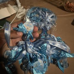 Baby Shower Pacifier Necklaces. It’s A Boy Bear.