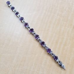 Sterling Silver Bracelet With Amethyst 