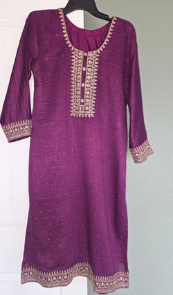 Indian Pakistani Tradition Designer Shalwar Kameez Embroidery Silk Chinnon 