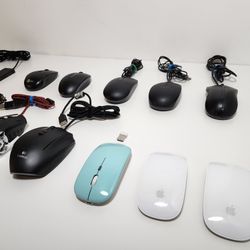 Apple, Wireless, Zeus, Logitech, BlackWeb, Mftek, SIIG, Lenovo and Dell Mouses Lot
