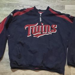 Minnesota Twins Majestic pullover 1/4 zip up Jacket Mens size X-Large Red Blue