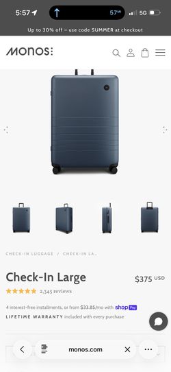 Monos Large Check In Suitcase