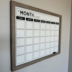 Framed Dry Erase Calendar Board