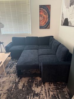 L-Shaped Couch w/ attached ottoman