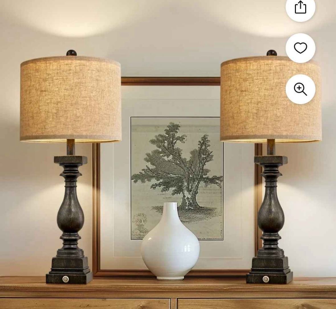 New.•neach3Way Dimmable TouchBlack TableLampee.ff withUSB Ports for Living Room Bedroom 27" Retro