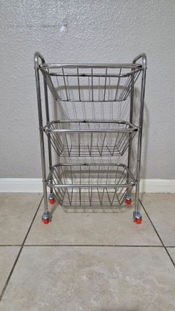 3-Tier Chrome Wire Rolling Cart