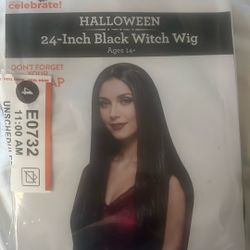 24 Inch Halloween Black Witch Wig 