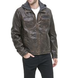 Levi’s Faux Leather Sherpa Lined Trucker with Hood