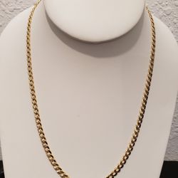10kt Gold Curb Diamond Cut Design Chain