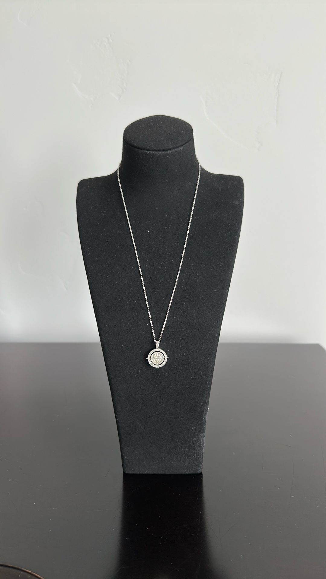 Swarovski Reversible White & Black Crystal Necklace w/Silver Chain