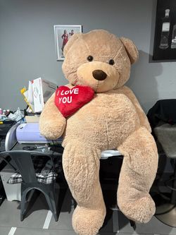 Giant Plush Teddy Bear with I Love You Heart