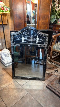 Black lacquer, Vintage Chinese mirror
