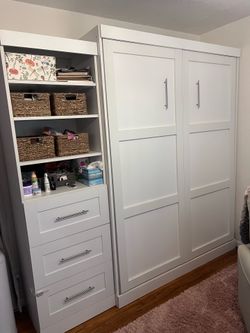 Bestar Queen Murphy Bed with drawers and storage - barely used now moving