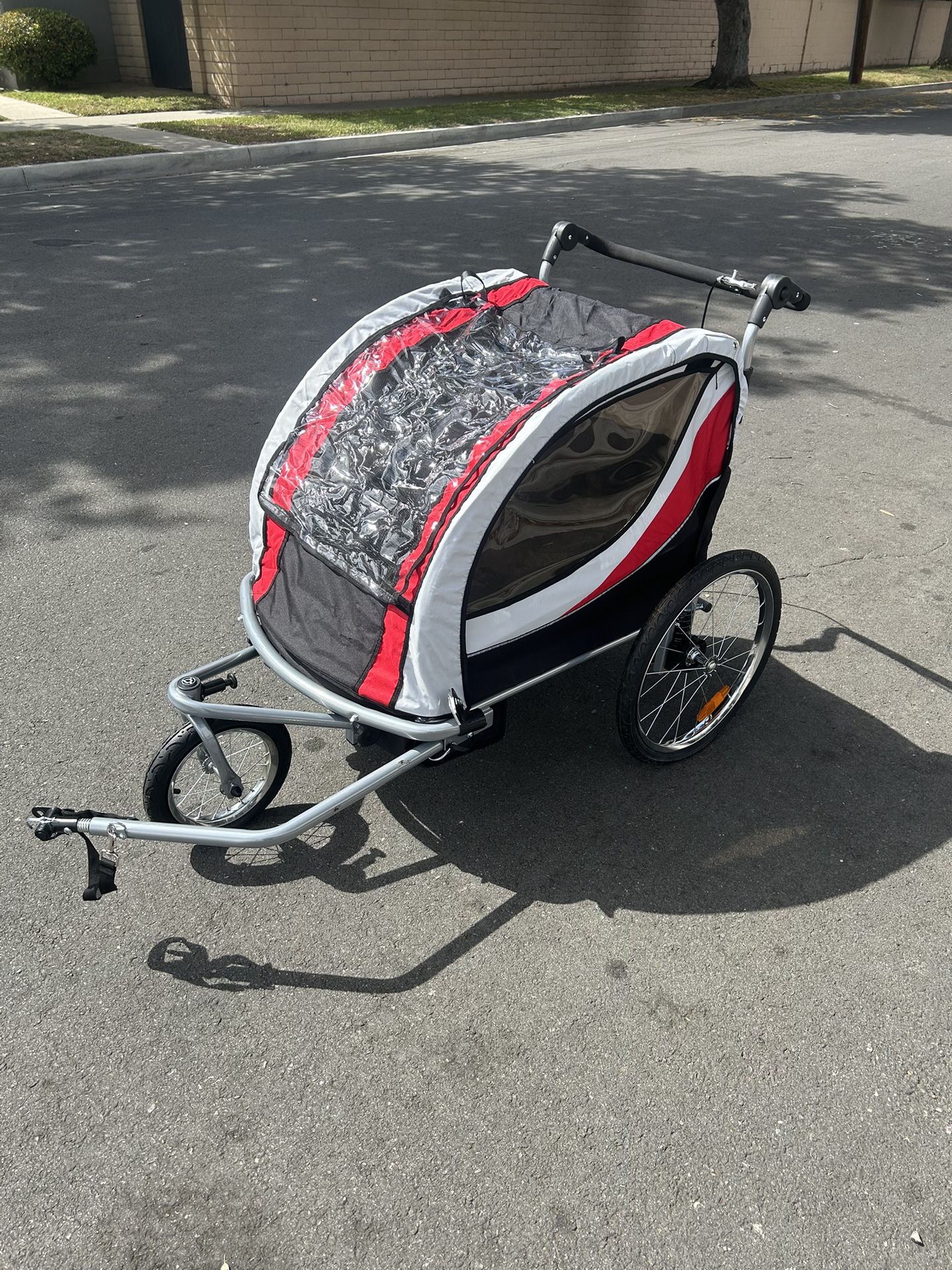 ClevrPlus Deluxe in Double Seat Bicycle Bike Trailer Jogger - Main Image