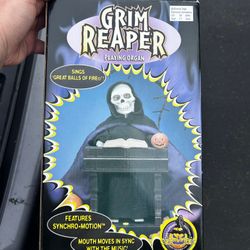 Vintage Grim Reaper Playing Organ Halloween Factory