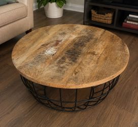 Rustic round coffee table