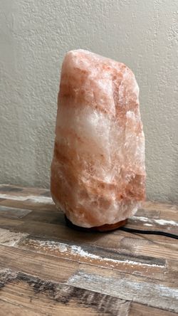 Himalayan Pink Salt Lamp with Wood Base