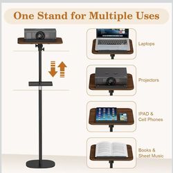 Snughome Floor Book Stand with Removable Tray, Wood Standing Book Stand for Reading, Height Adjustment 21"-51", Music Stand Cookbook Stand Textbook St