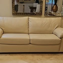 IKEA LEATHER SOFA BEIGE 