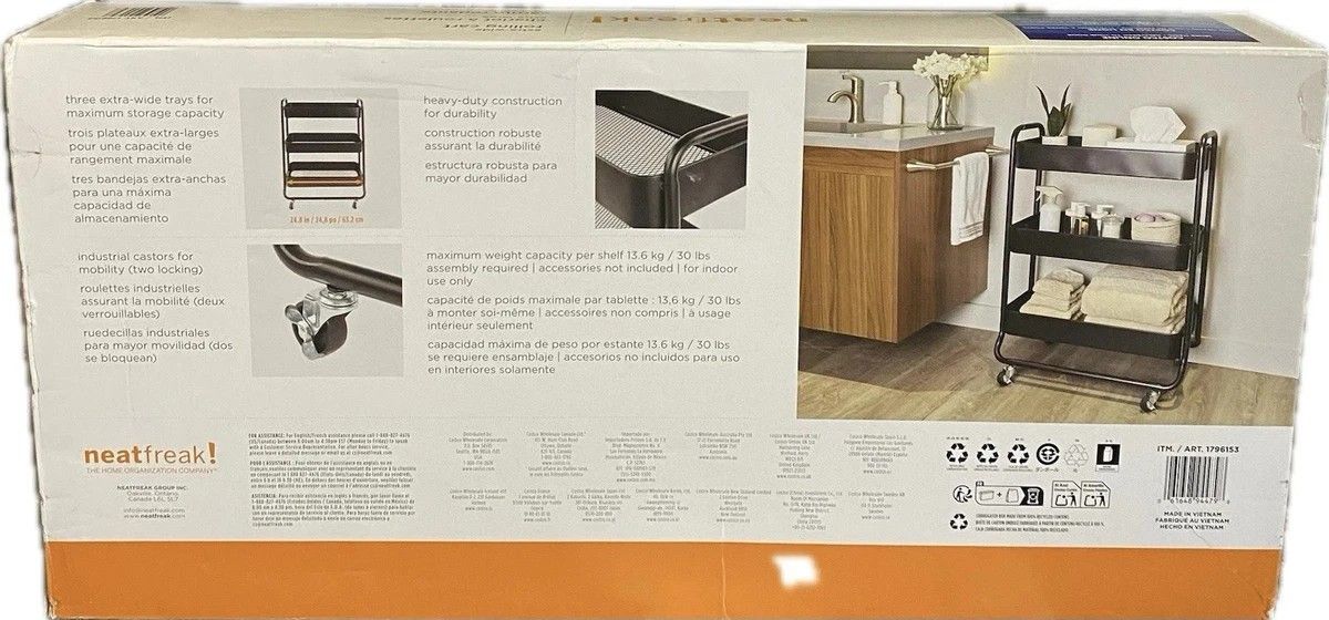 Neatfreak 3-Tier Extra-Wide Rolling Cart
