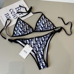 Dior blue and white classic swimsuit