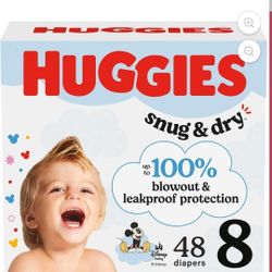 Huggies Snug & Dry Baby Diapers, Size 8 (46+ lbs), 48 Ct