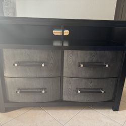 Dark Wood/Black & Grey Dresser Or TV Stand
