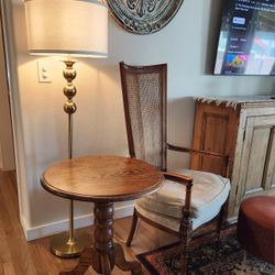 Vintage Oak Side Table Or Bistro Table 28" Tall