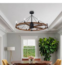Rustic farmhouse fan wheel chandelier