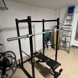 Steel Squat Cage, Olympic Barbell, Bench