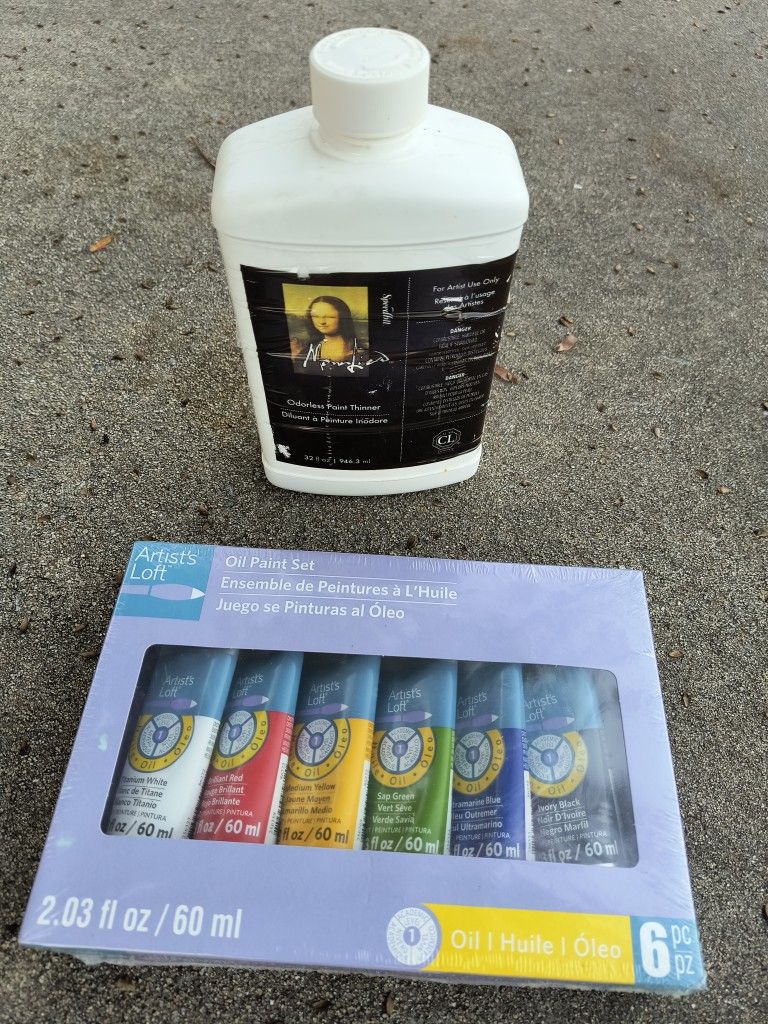 Artist's Loft Oil Paint Set & Mona Lisa Odorless Paint Thinner, New