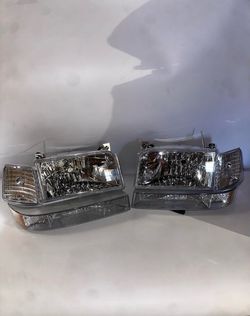 92-96 Ford F150 F250 F350 Ford Bronco Chrome Amber Factory Style Headlights Faros