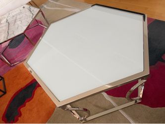 Coffee table hexagonal glass top