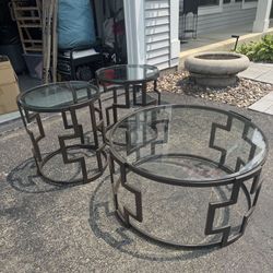 GLASS TABLE SET COFFEE 3 SET PIECE