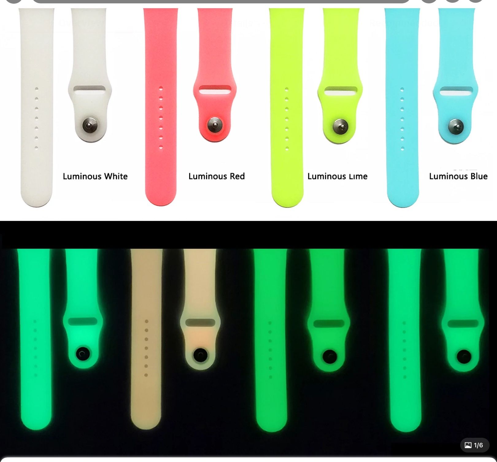 GLOW IN THE DARK Apple I watch bands All Sizes sets of 4