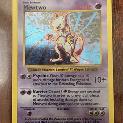 Pokemon Mewtwo Base Set SHADOWLESS Holo Rare 10/102 MP